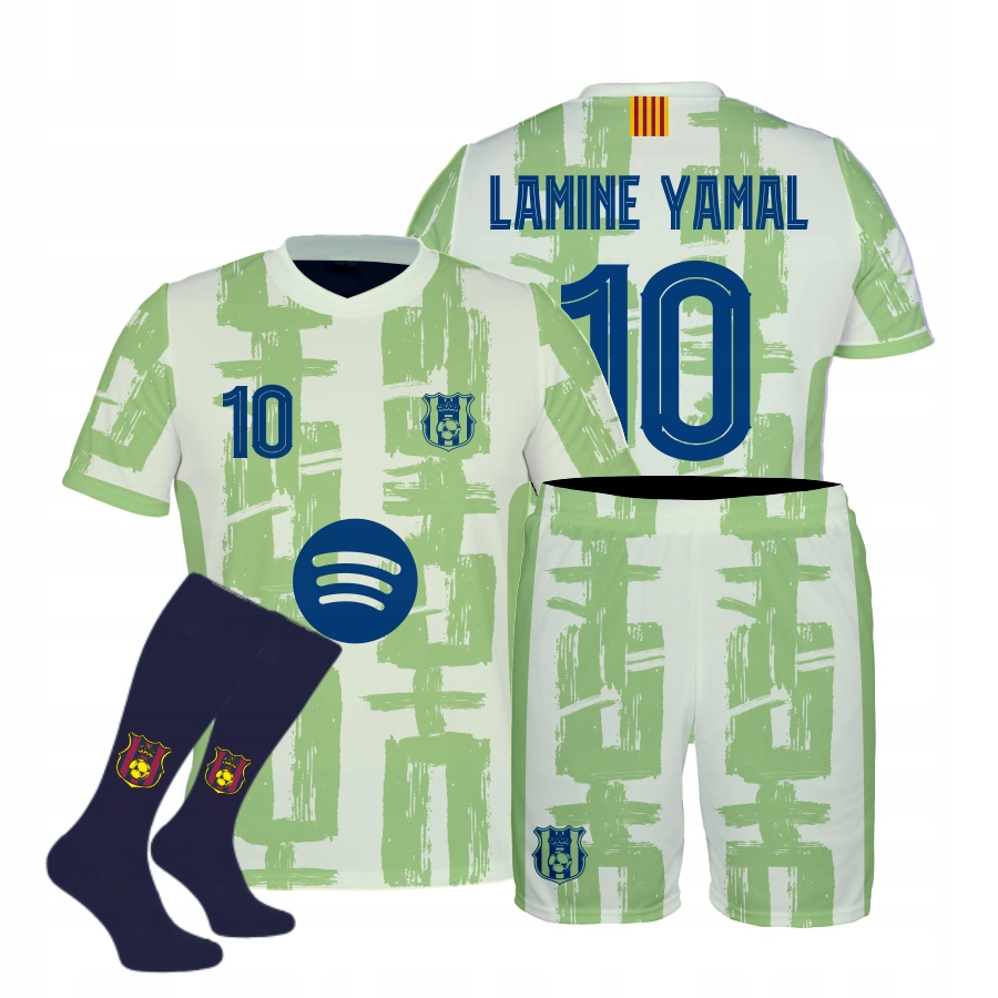 Yamal Barcelona Seledyn outfit tričko kraťasy štulpny velikost M-160