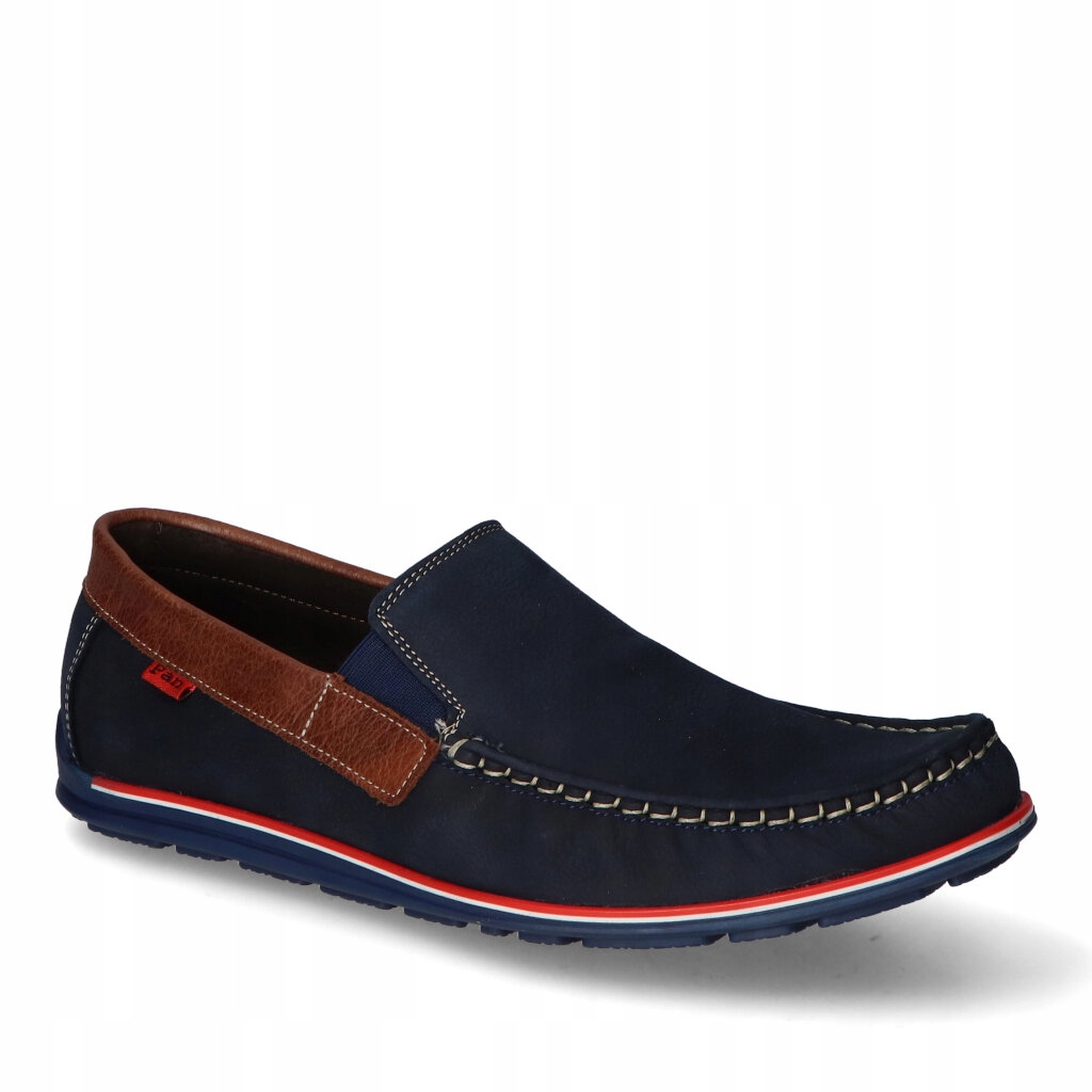 Mokasíny Pan 1697 Modré/Hnědý nubuk 44