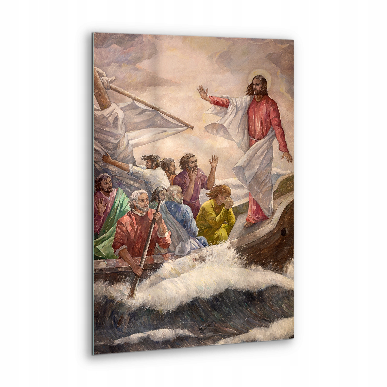 Krásný náboženský obraz Ježíš na lodi s učedníky