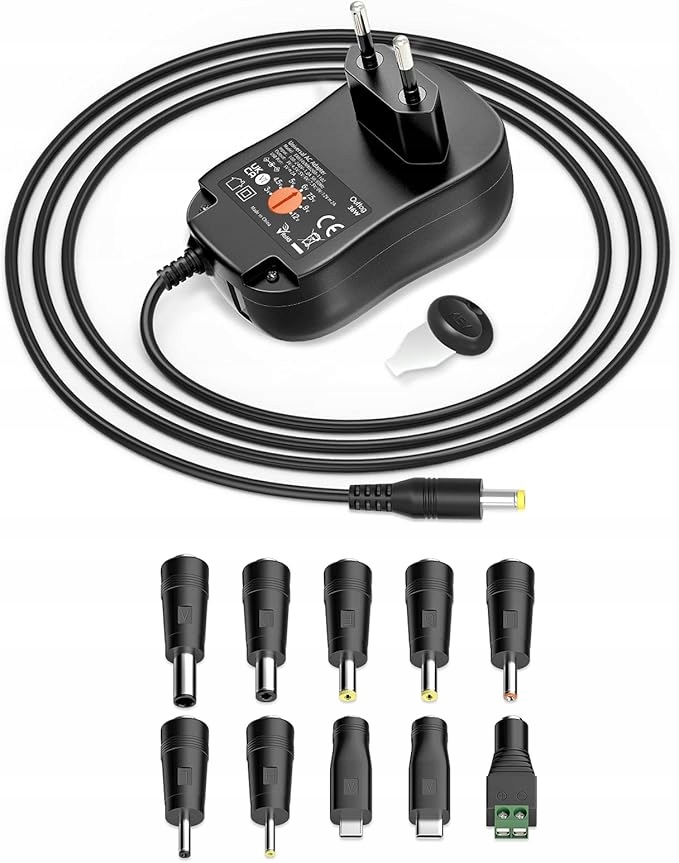 Zasilacz Uniwersalny adapter sieciowy 36 W, 3-12 V Usb-a 10 wtyczek Outtag