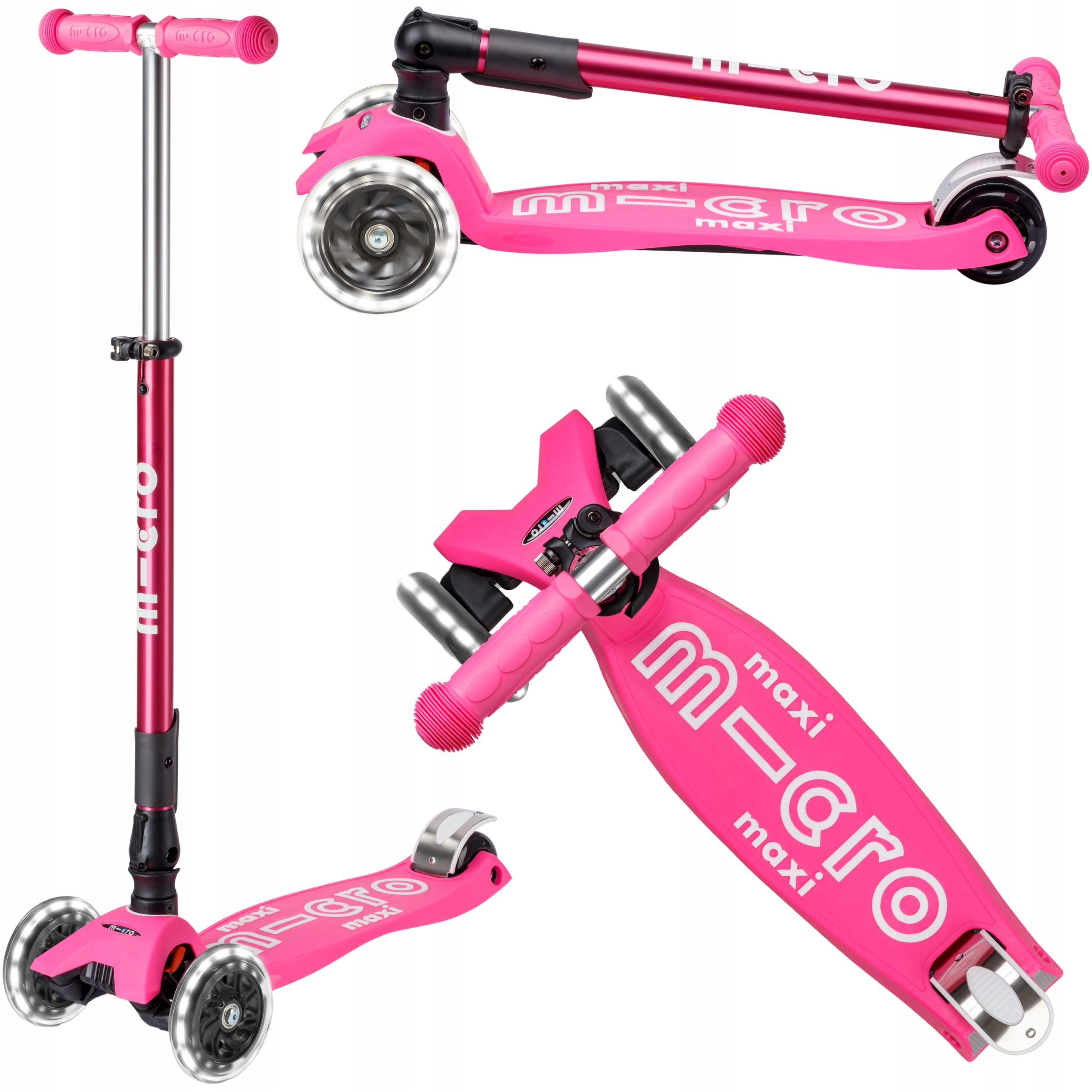 Hulajnoga Trójkołowa dla Dzieci Micro Maxi Deluxe Led Składana Koła Led