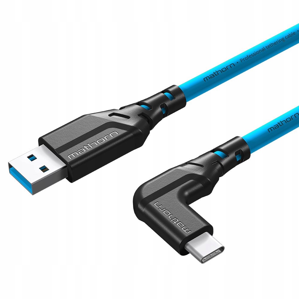 Mathorn MTC-201 kabel tetheringowy Usb-a/usb-c 2m 10Gbps 60W ArcticBlue
