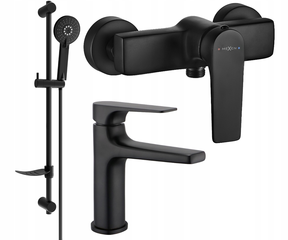 Mexen Lynx DF40 čierna sprchová súprava s nastaviteľnými úchytmi