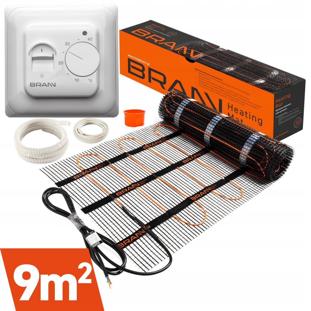 Vykurovacia rohož s regulátorom termostatu 9 m2 150 W/m2 pod dlaždice sada