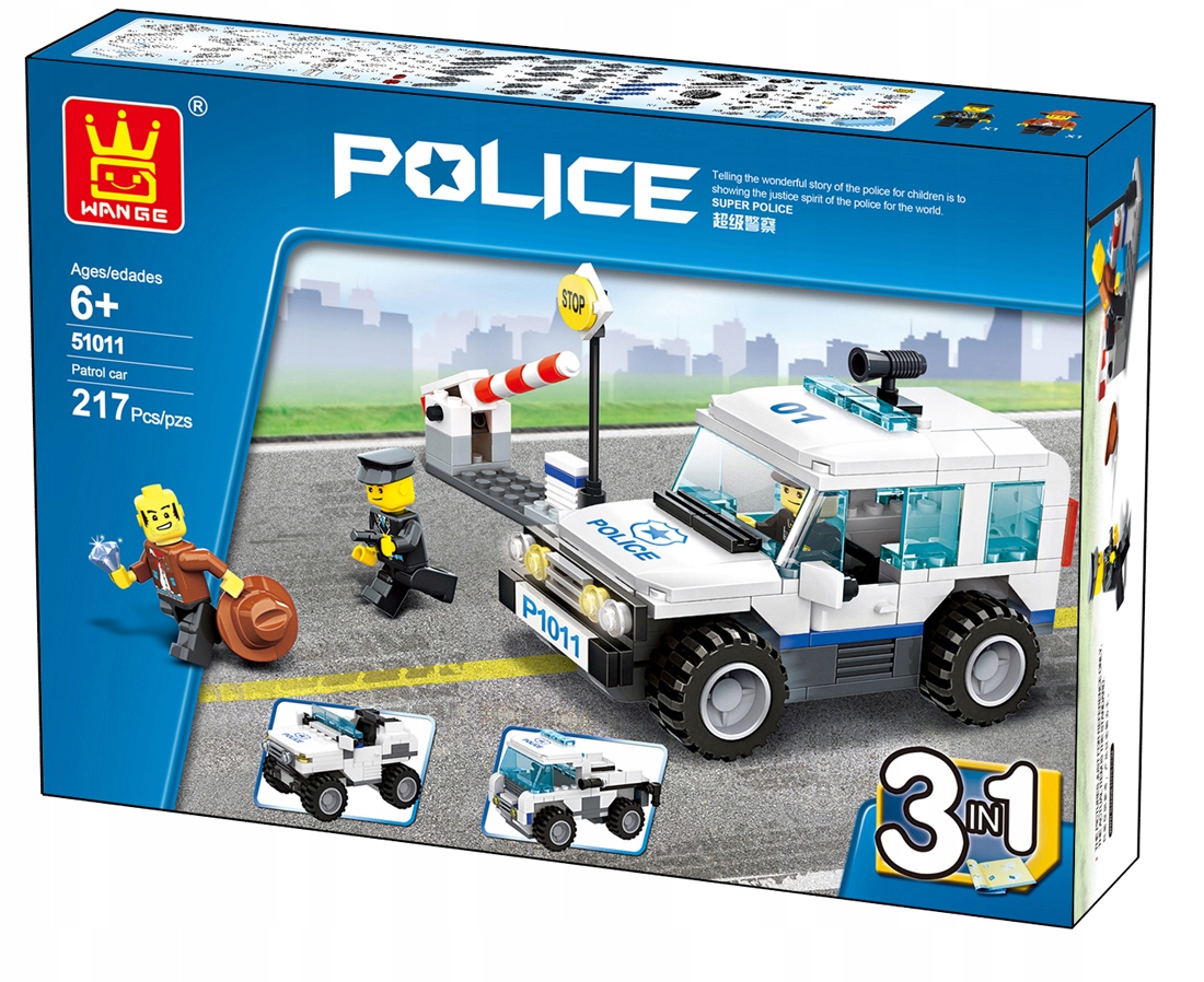 

Klocki Wange 3W1 Policja Samochody terenowe