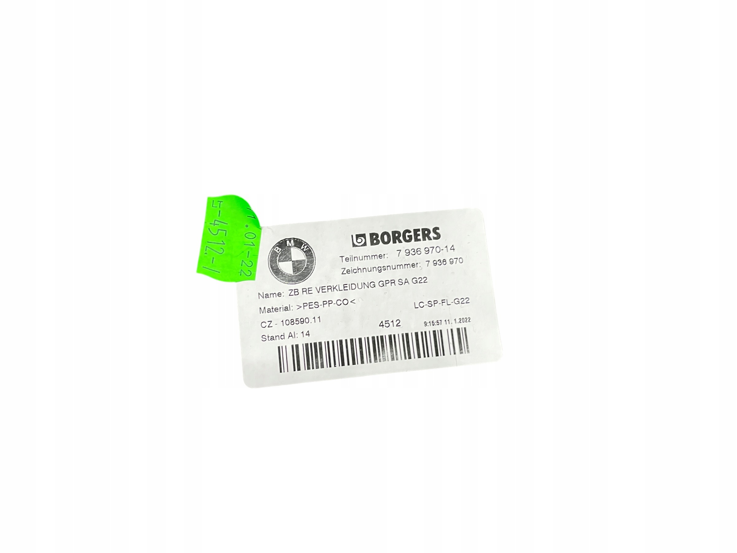 side upholstery boot right rear part BMW 4 G22