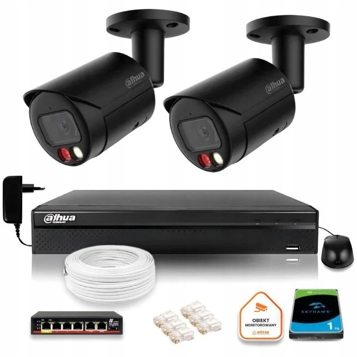 Súprava na monitorovanie Ip kamera 2x IPC-HFW2449S-S-IL-0280B-BLACK 4Mpx IR30m