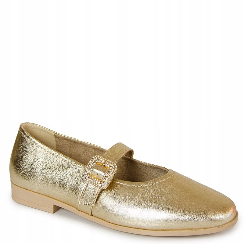 Chebello 4698 Zlaté Kožené Baleríny, Polobotky S Páskem 39