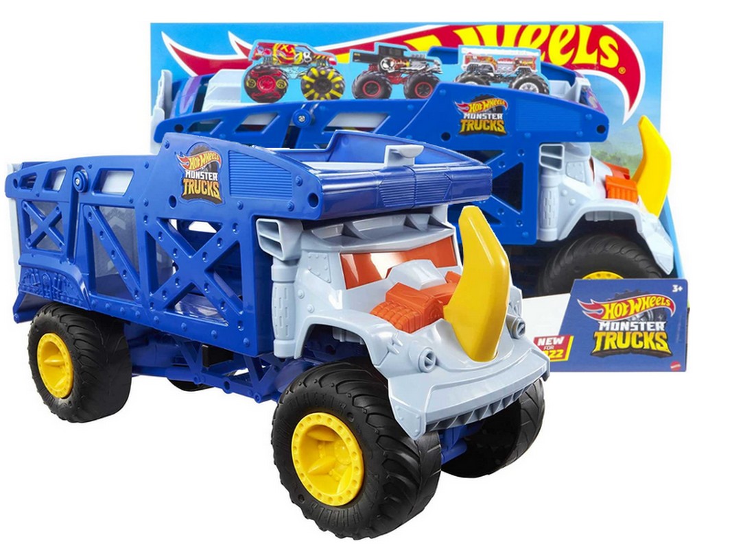 Hot Wheels Monster Trucks Rhino Rig Duży Transporter z Rampą Nosorożec