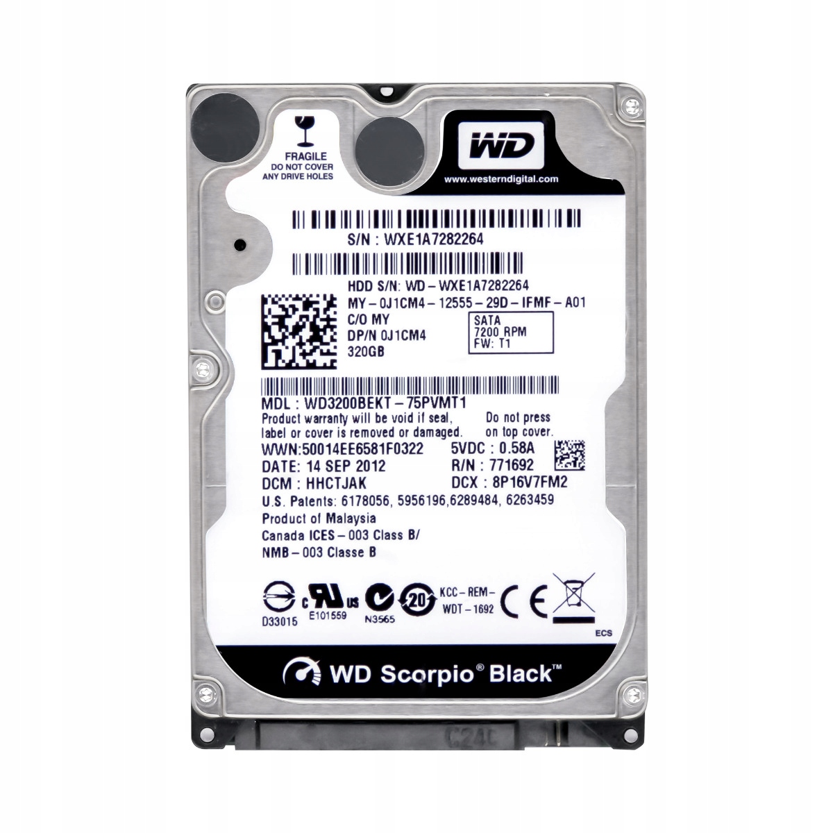 Dell 0J1CM4 320GB 7.2K Sata II 2.5'' WD3200BEKT