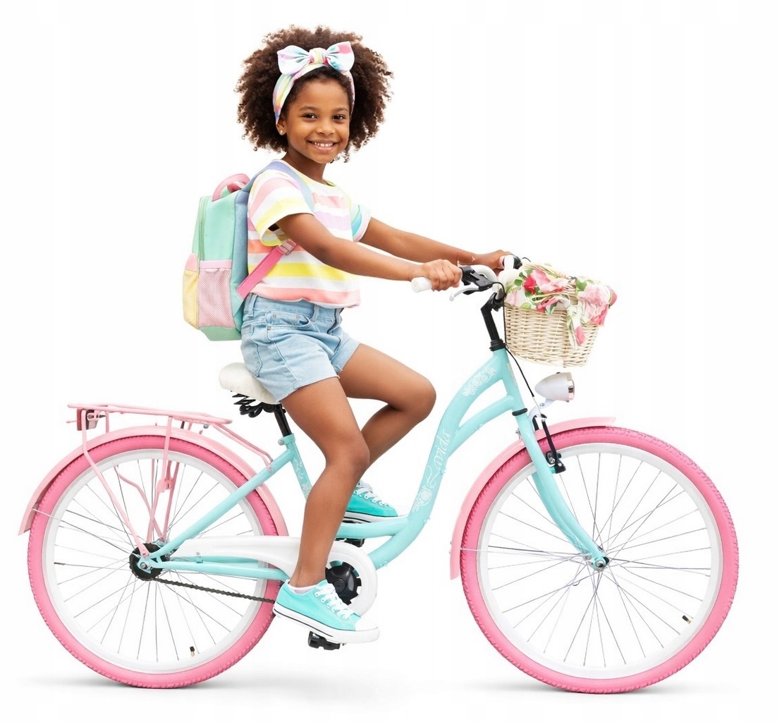 PIĘKNY MIEJSKI ROWER 26'' Z KOSZEM I WYŚCIÓŁKĄ NA KOMUNIĘ DLA DZIEWCZYNKI