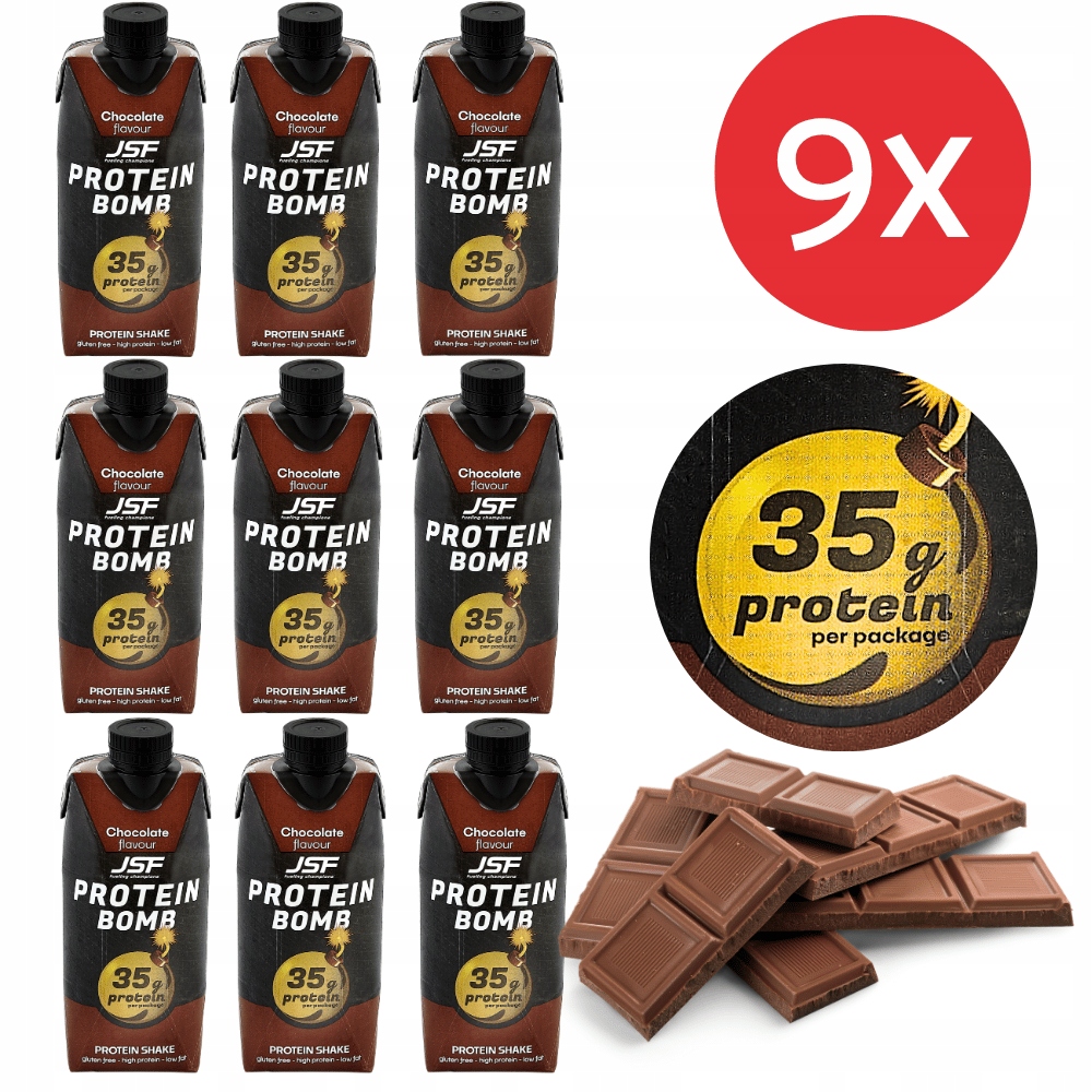Levně 9xPROTEIN Bomb proteinový koktejl 35 g bílkovin s vysokým obsahem bílkovin, bezlepkový