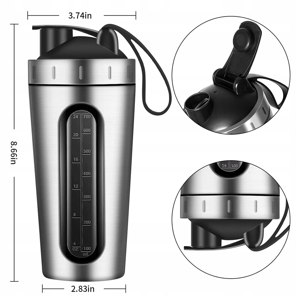 SHAKER METALOWY KFD 700 ml STAL NIERDZEWNA Srebro Kolor dominujący srebrny