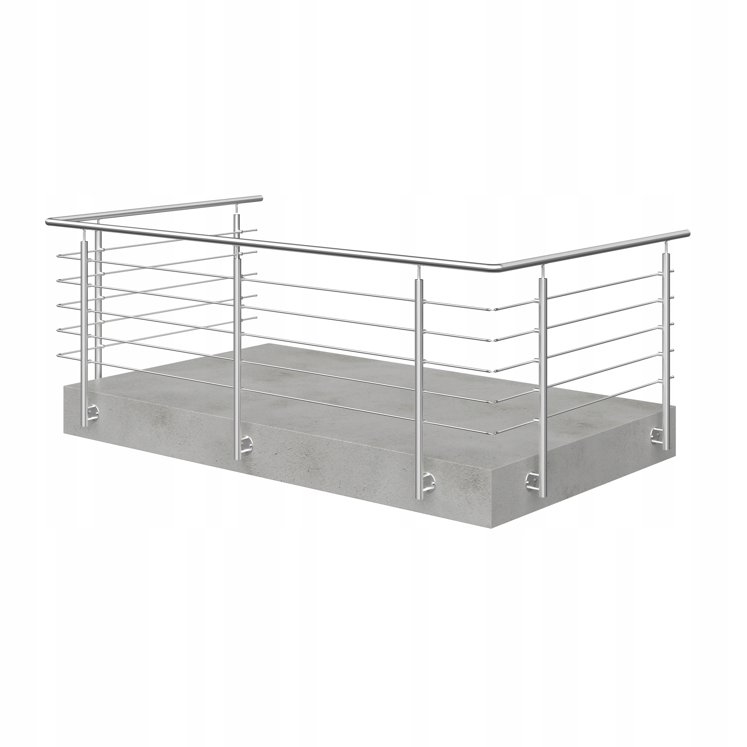 Balkonové zábradlí, nerezové, výplň 5x Ø12 mm – délka 8 m, boční montáž