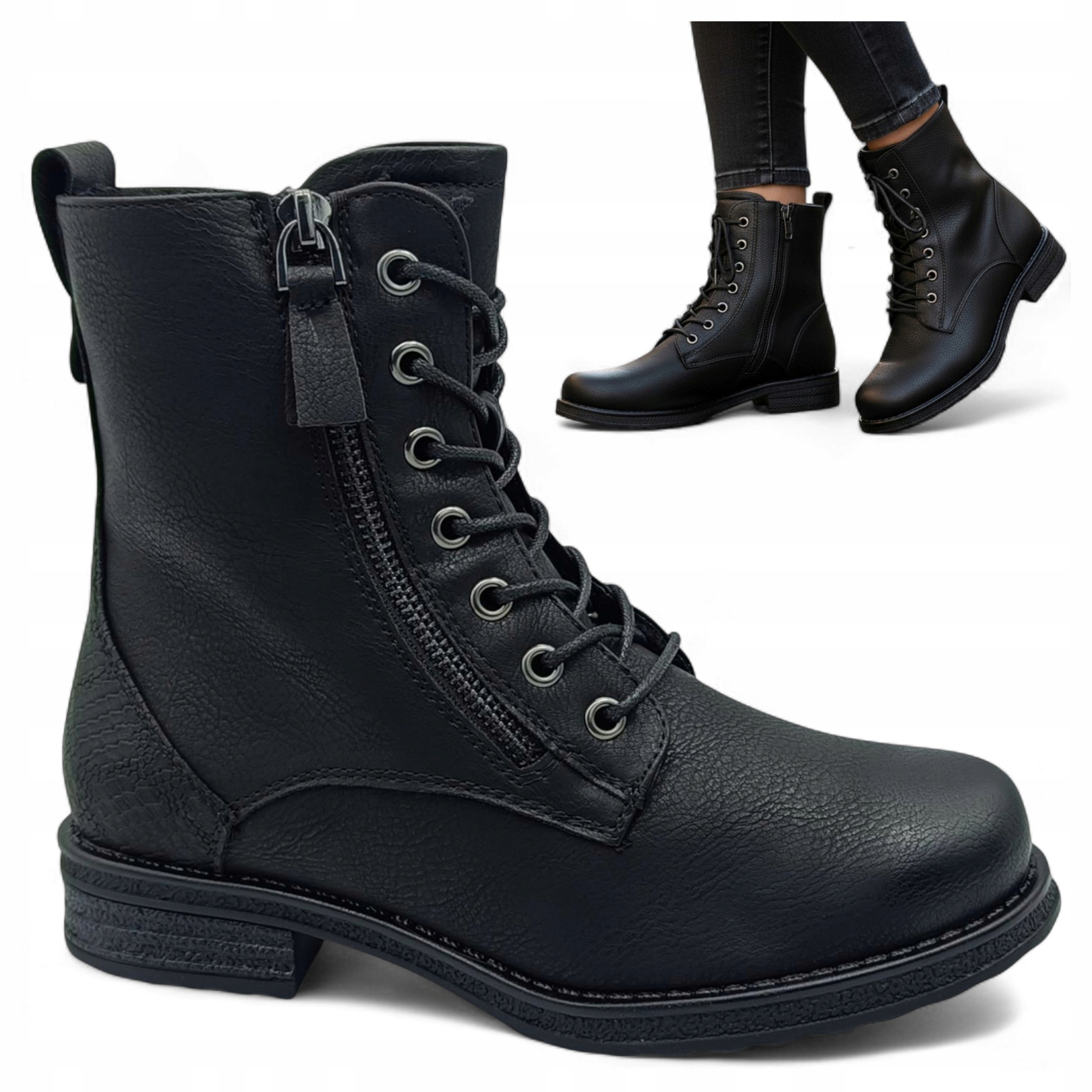 Dámské Kotníkové Boty Zateplené 36 Boty podzimní ploché šněrovací černé Evento