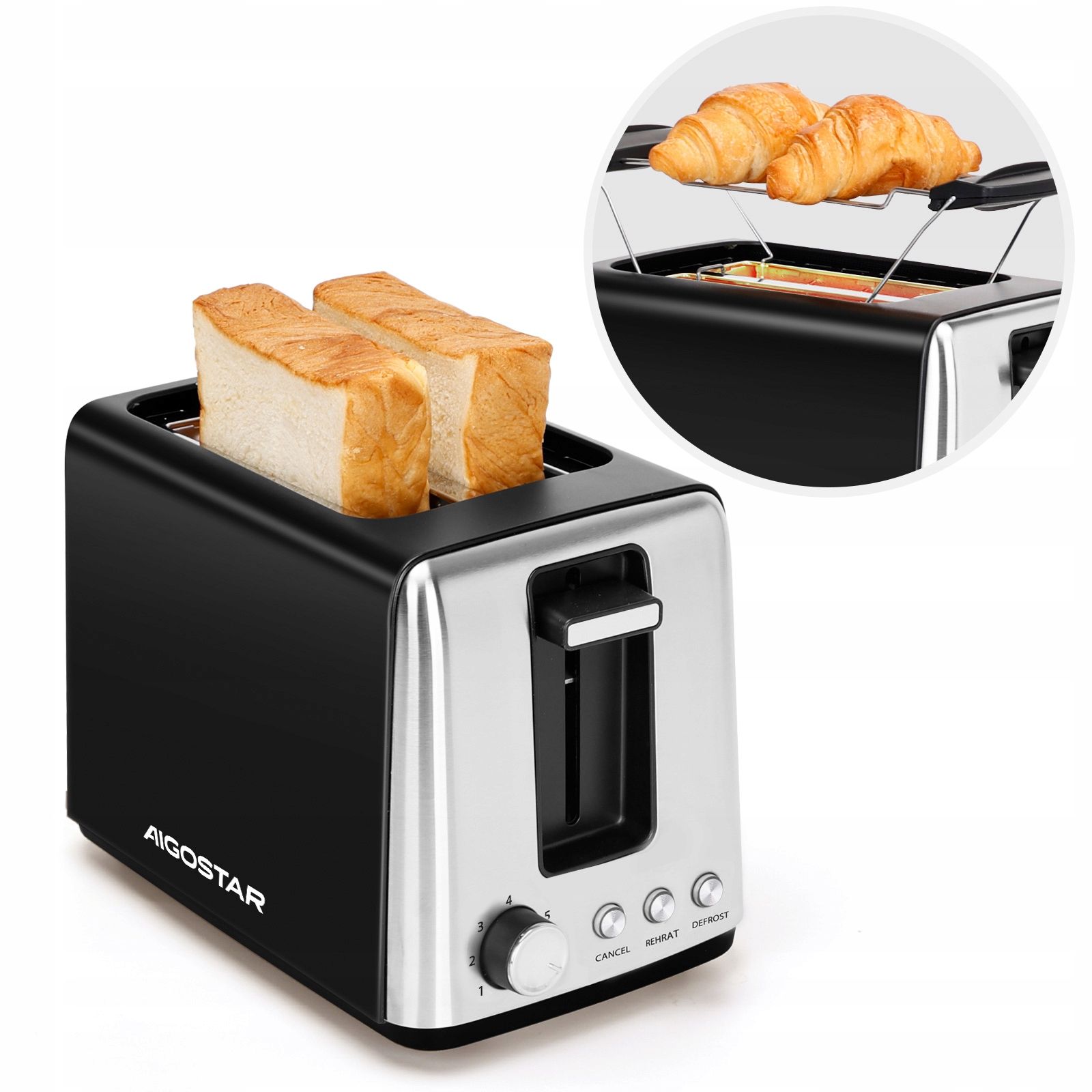 Toster Opiekacz Kanapek 7 Poziomów 750W 2 Kromki Aigostar Delish