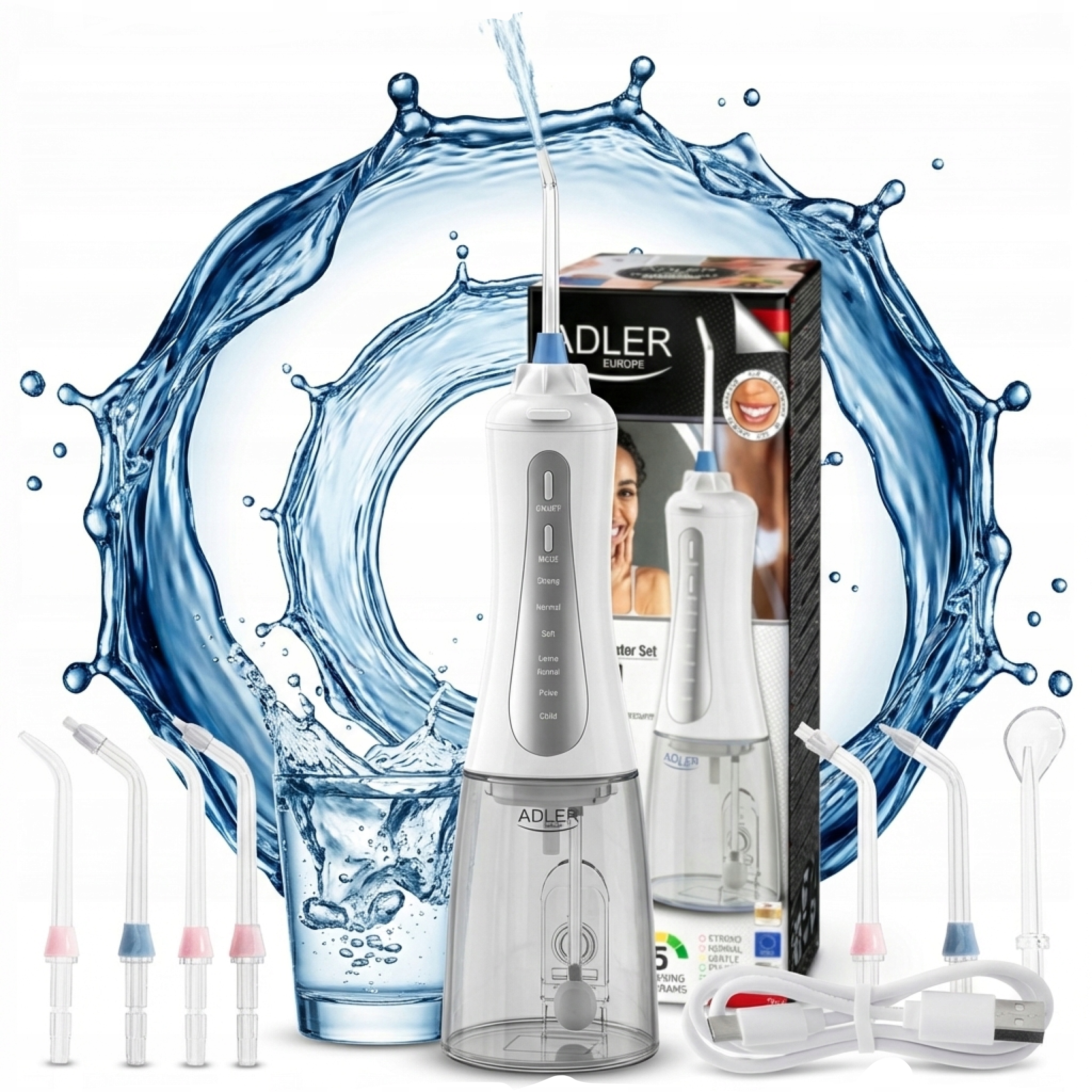 Irygator Do Zębów Dentystyczny Bezprzewodowy 5 Trybów 10el 10 Bar 2 Osoby