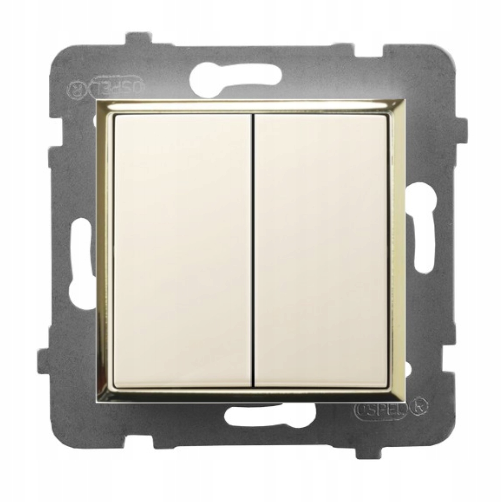 

Moduł Ecru Złoty Bez Ramki Włącznik Podwójny