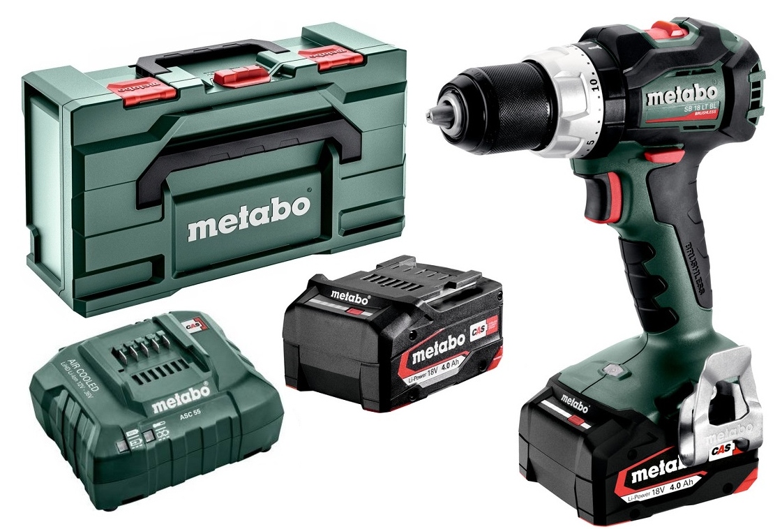 Metabo Sb 18 Lt Bl Wiertarko-wkrętarka z udarem 2x4,0Ah+ASC 55+metaBOX 145