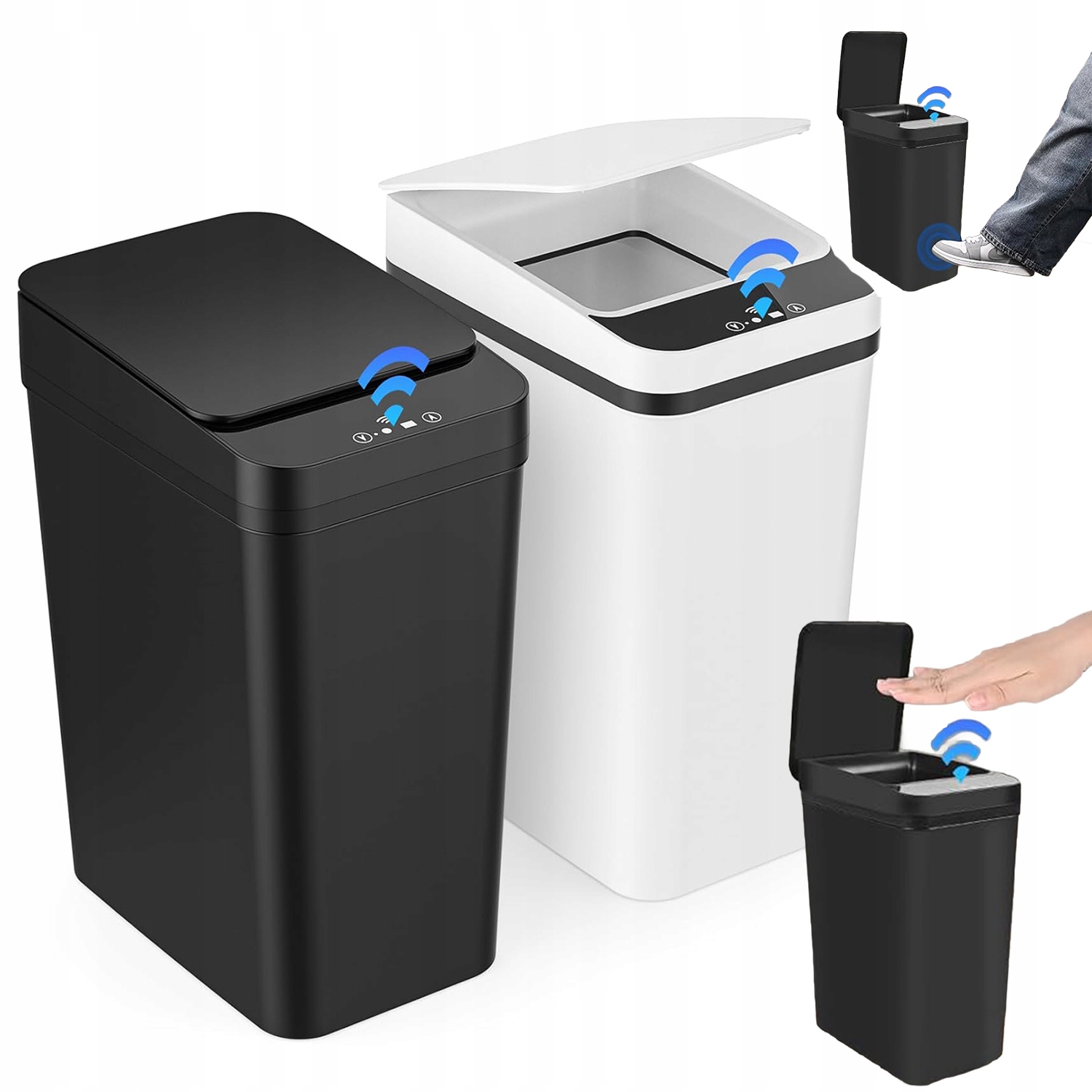 Levně 2x Automatický odpadkový koš s pohybovým senzorem 12L, 3 režimy provozu, tichý