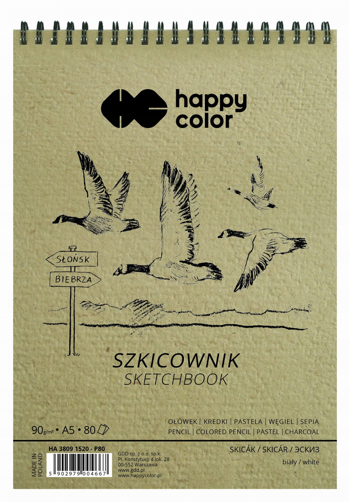 

Szkicownik A5 90G Na Spirali Happy Color Ptaki