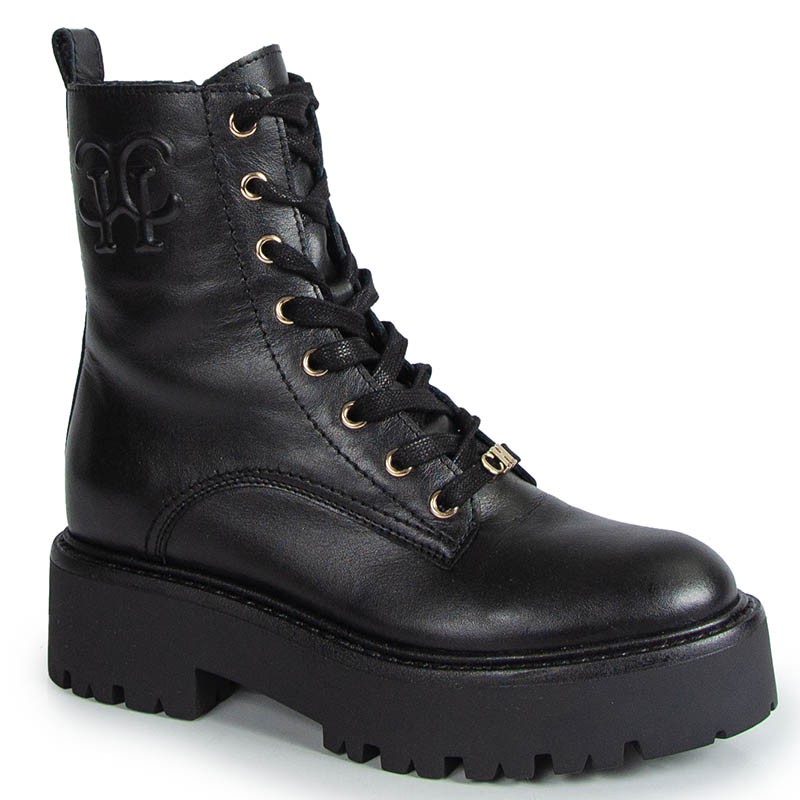 Chebello 4473 Černé Kožené Kotníkové Kotníkové Boty S Plným Zrníkem 37