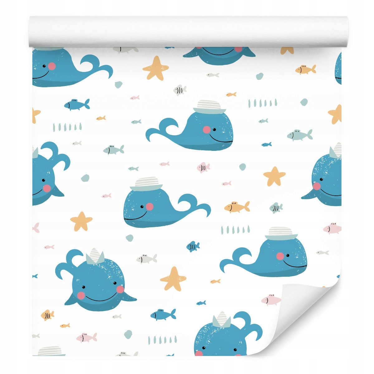 Tapeta do dětského pokoje Velrybky Hvězdičky Rybičky