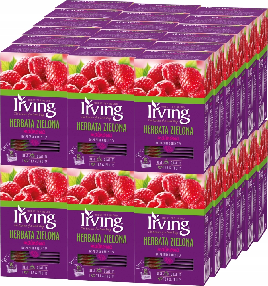 Herbata zielona malinowa ekspresowa Irving 30g x36