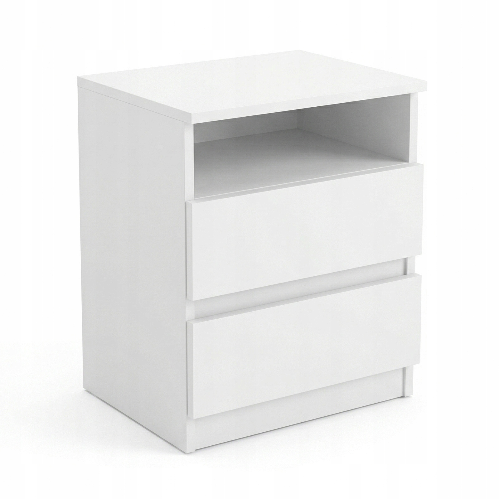 SZAFKA NOCNA MDF 40X50X32 CM Z DWIEMA SZUFLADAMI I PÓŁKĄ WEWNĘTRZNĄ BIAŁA