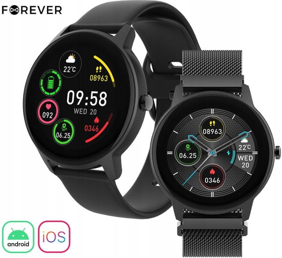 Chytré hodinky Forever ForeVive 2 Slim SB-325 černé