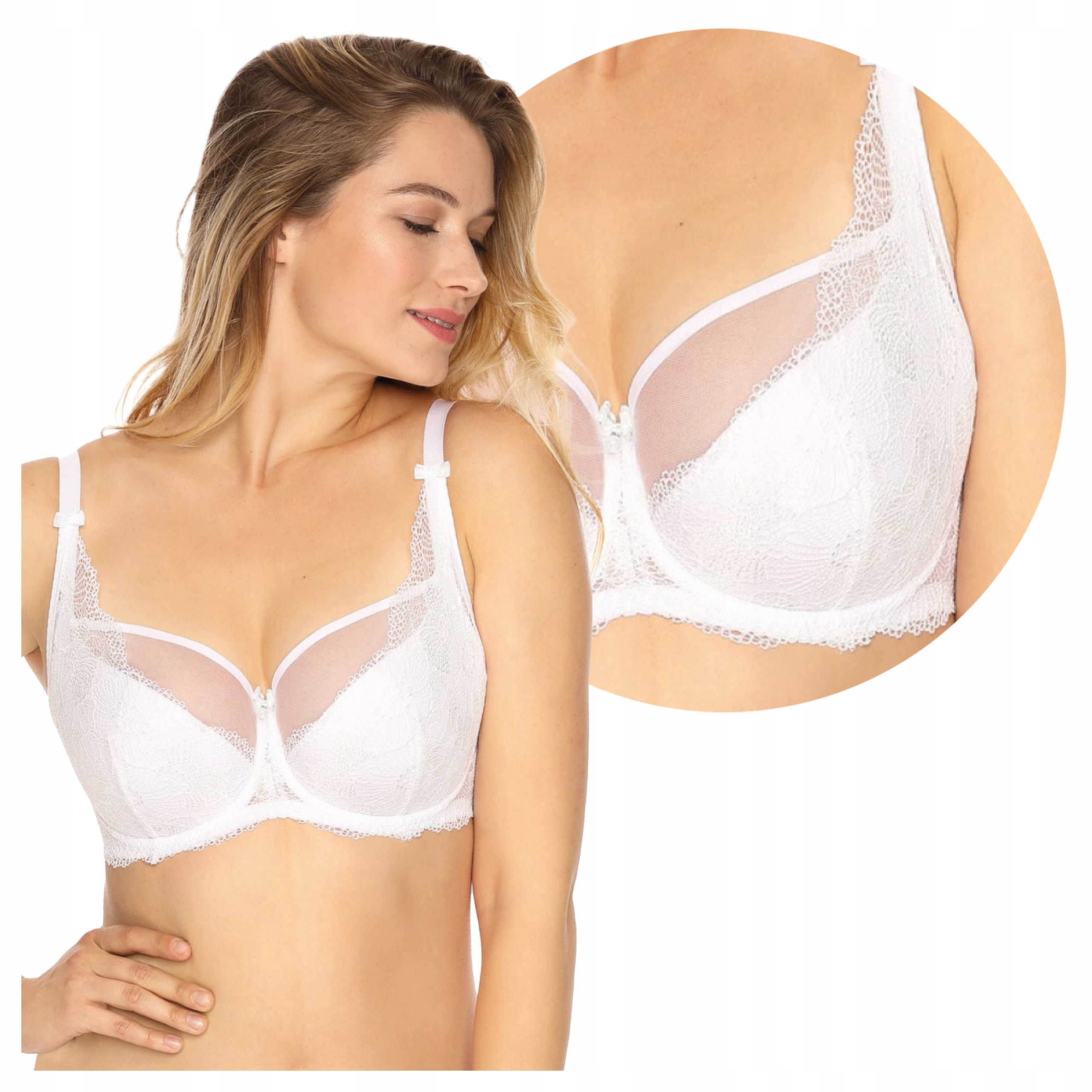 Dámská polovyztužená krajková podprsenka Veronika 931 Bílá 80E