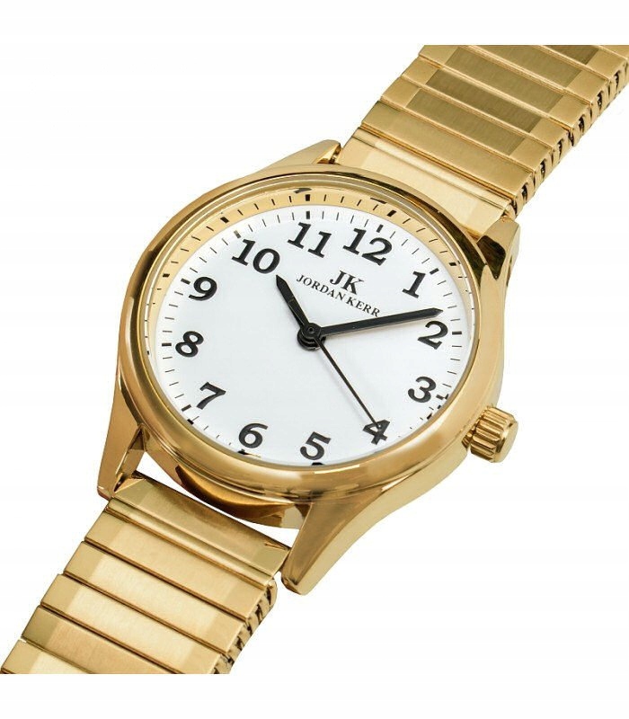 Dámské Kulatý Zlaté Hodinky Jordan Kerr Na Natahovacím Náramku 29 mm