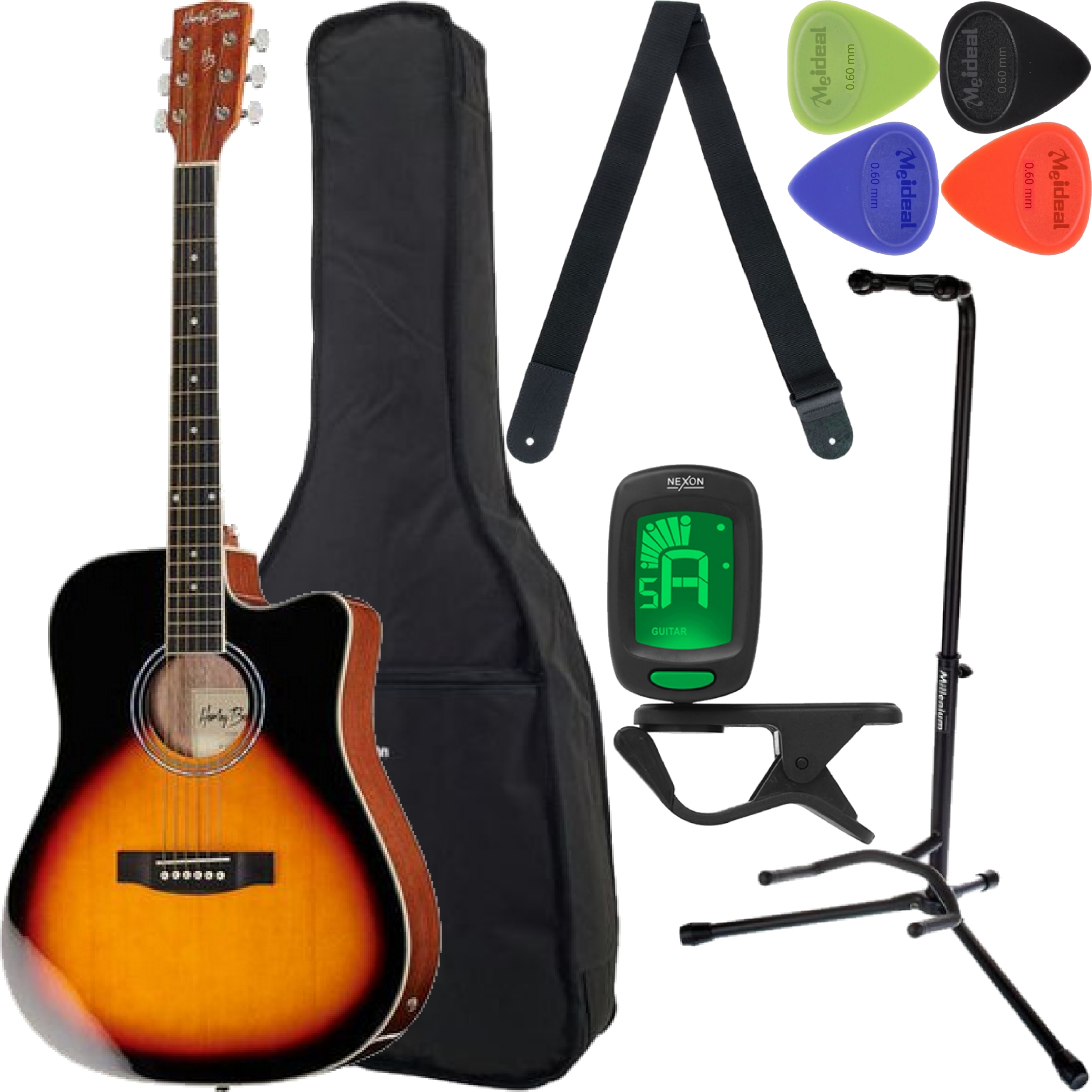 Elektroakustická kytara Harley Benton D-120CE Sunburst Set M