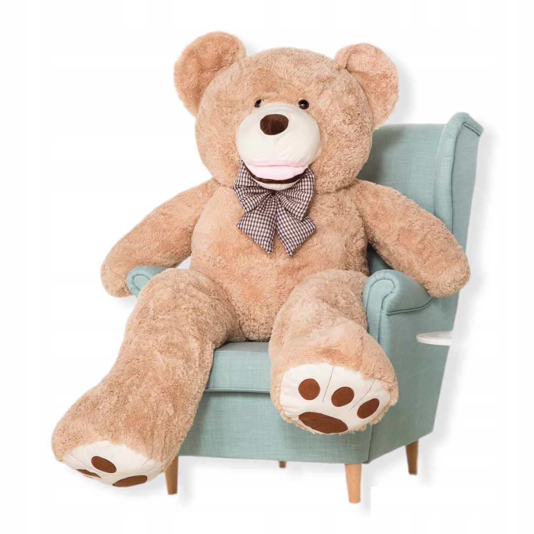 

Duzy Miś Gigant XXL Teddy z kokardą 160 cm Beżowy