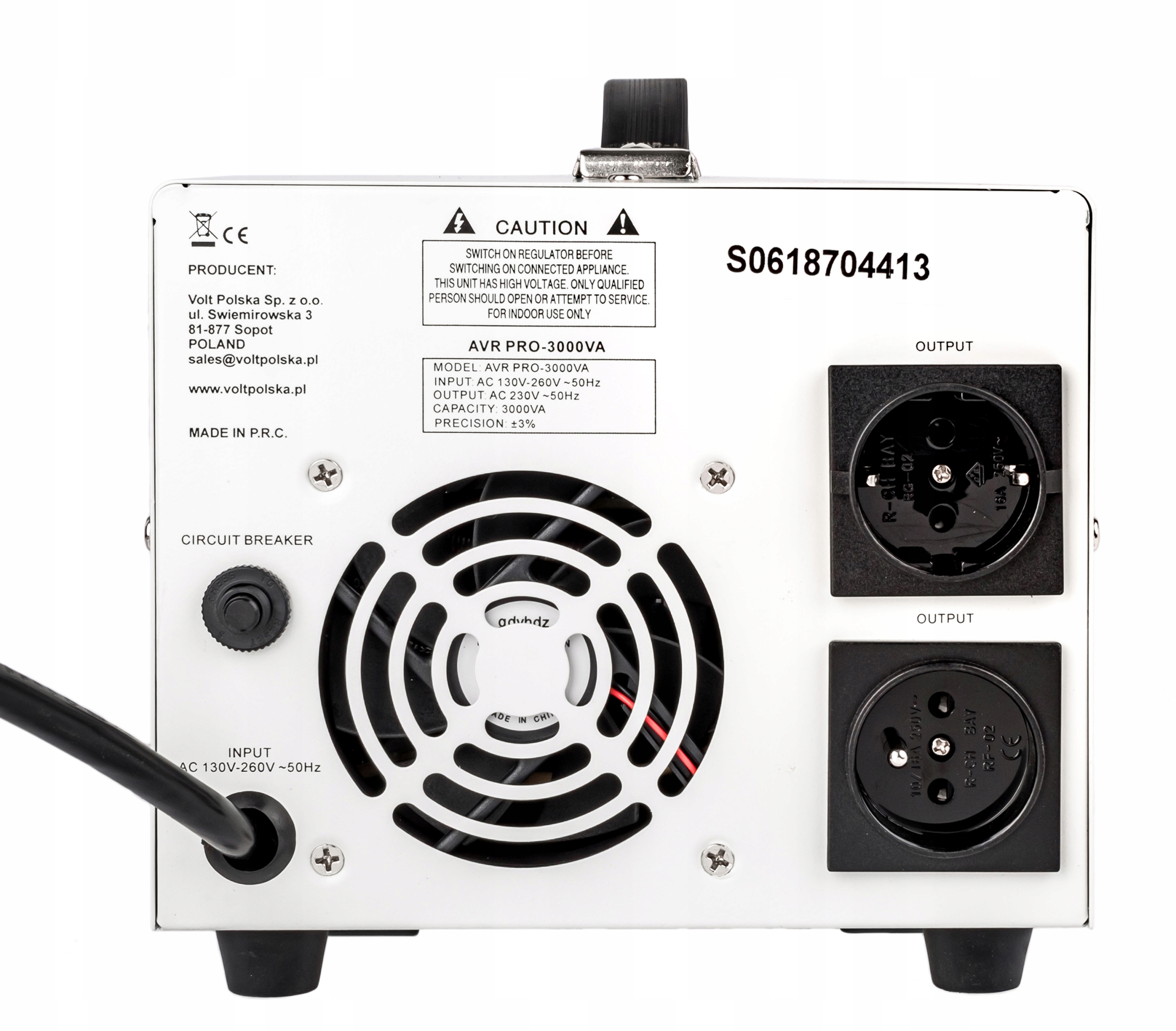 STABILIZATOR NAPIĘCIA AVR PRO 3000VA DO AGREGAT 3% Maksymalna moc 3000 W