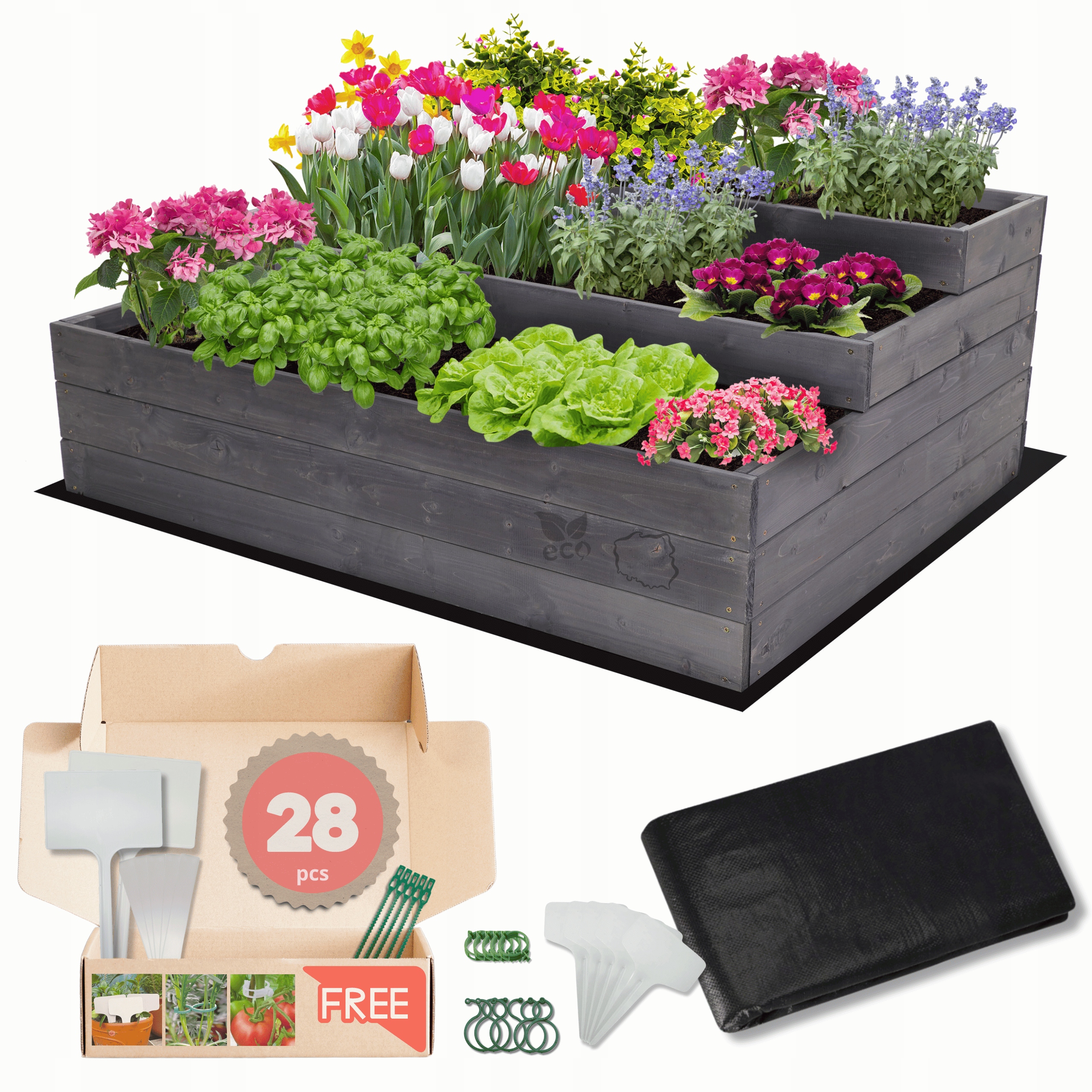 Truhlík zeleninový záhon, patrový květináč, záhon pod treláží, impregnace, 45x120x90