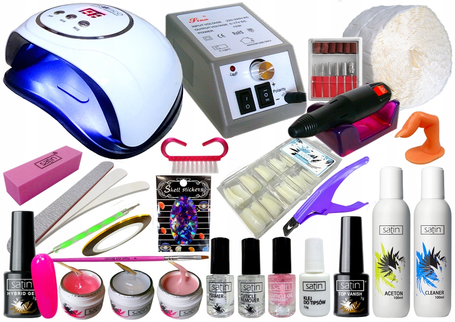 ZESTAW ŻELOWY STARTOWY DO PAZNOKCI LAMPA DUAL LED + FREZARKA