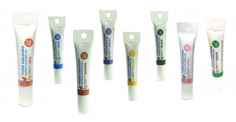 Levně Gelové Barviva Food Colours 20 g Červená Zelená Červená Fialová Žlutá Růžová