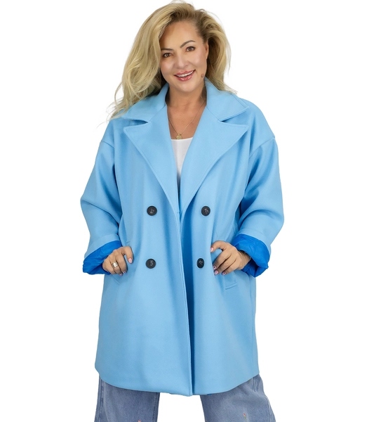 Klasický dámský dvouřadý kabát ke kolenům – Agrafka unisize