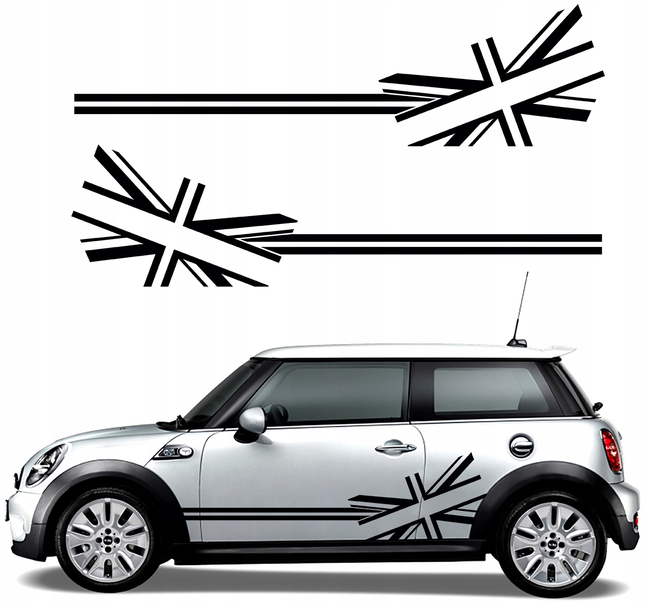 2x Nálepka Grafika na auto Pásy Bočné Pásy Vlajka Angličtina 220x44