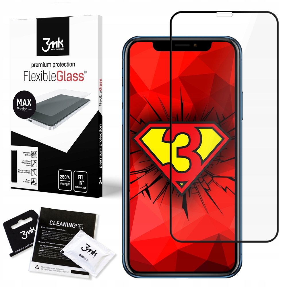 

Niepękające szkło do iPhone Xr full screen 3mk Max