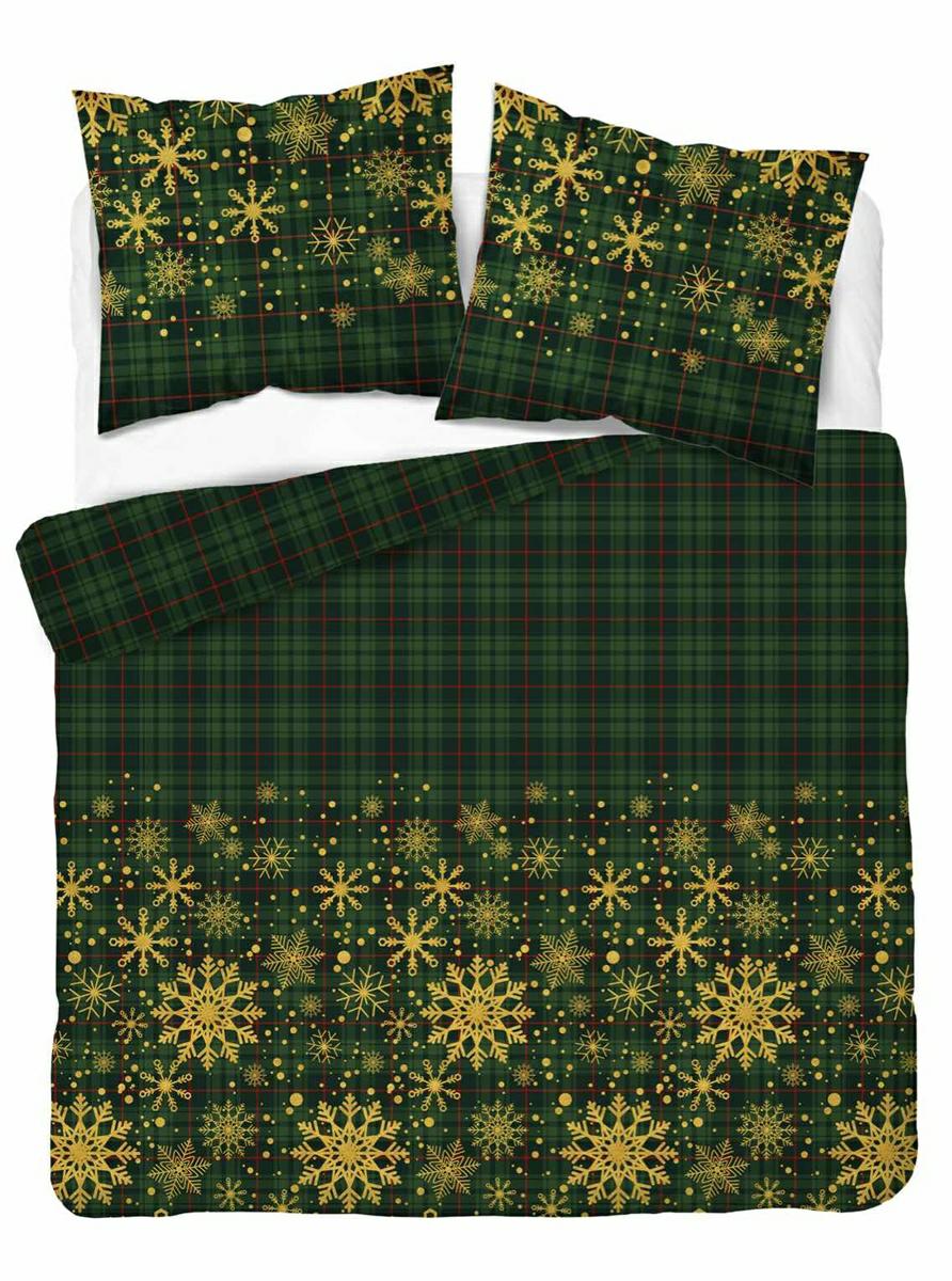 Povlečení 220x200 s zeleno-červenou kostkou Christmas Satin