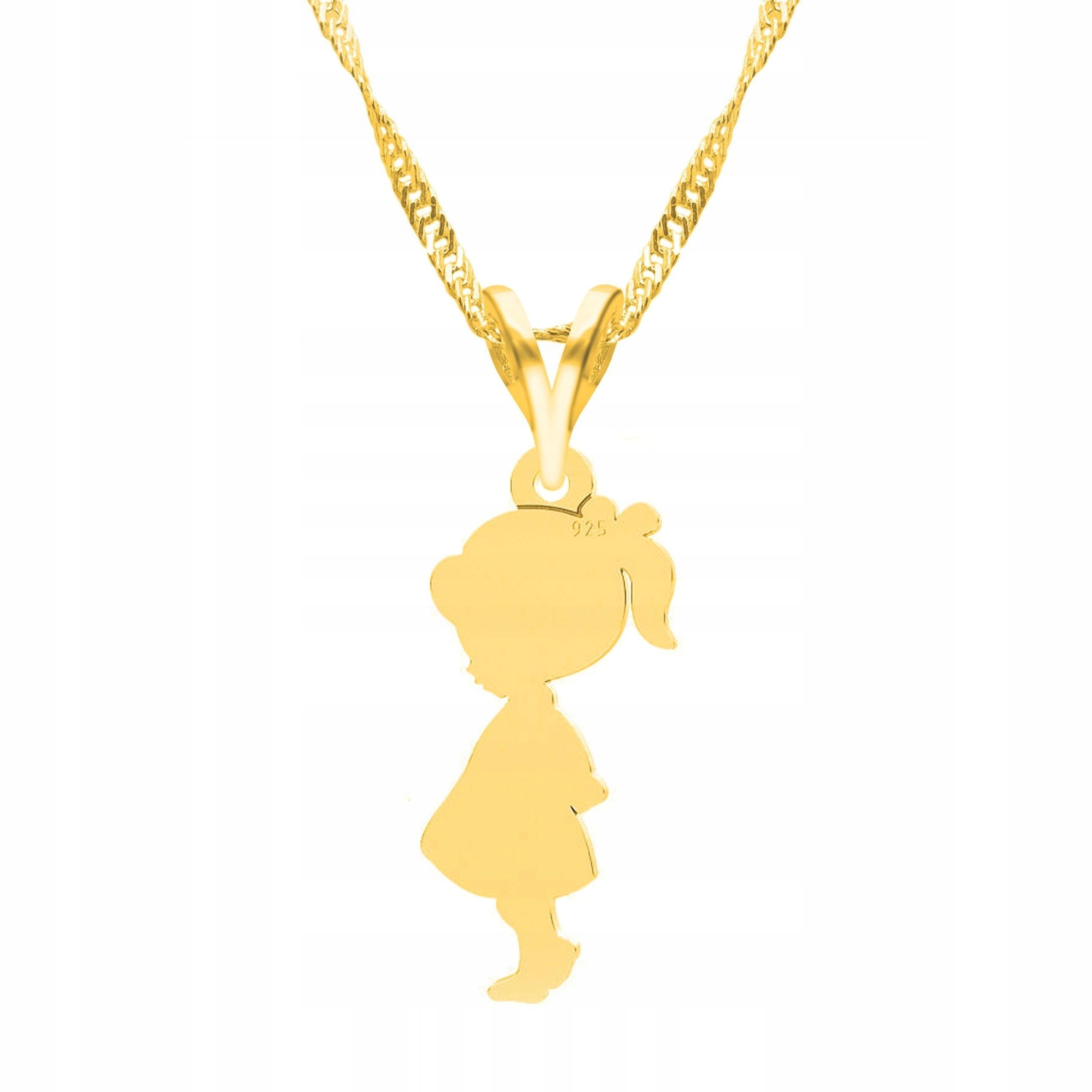 Zlatý náhrdelník s plechem Dívka Family Rodina Dcera Stříbro 925