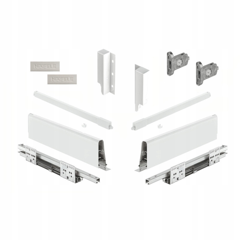 Szuflada Hafele Matrix S35 biała 500 mm wysoka H199 cichy domyk udźwig 35kg