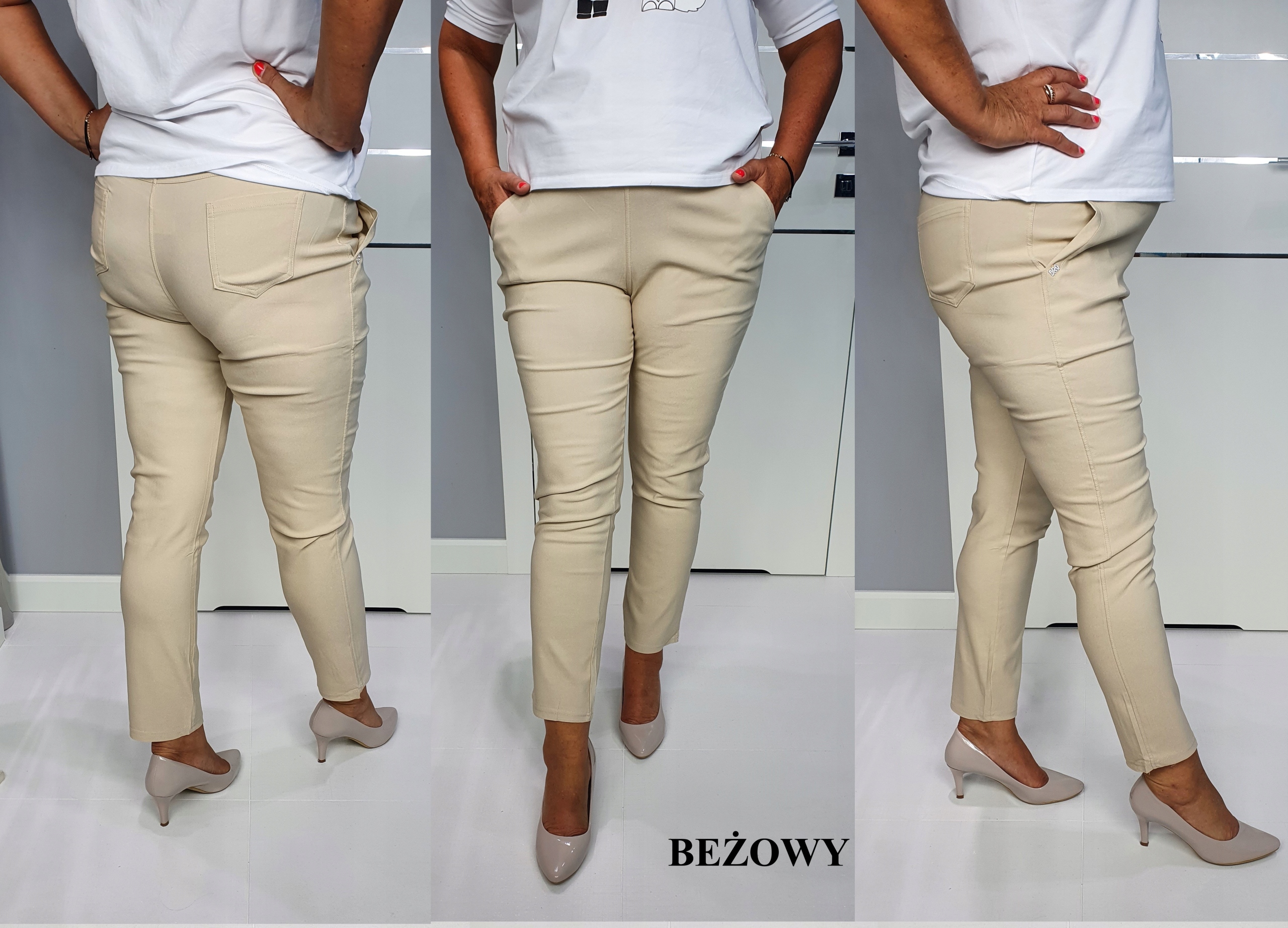 Klasyczne spodnie DUŻE ROZMIARY WYBÓR KOLORÓW 95% bawełna 5/6XL 50 Fason cygaretki