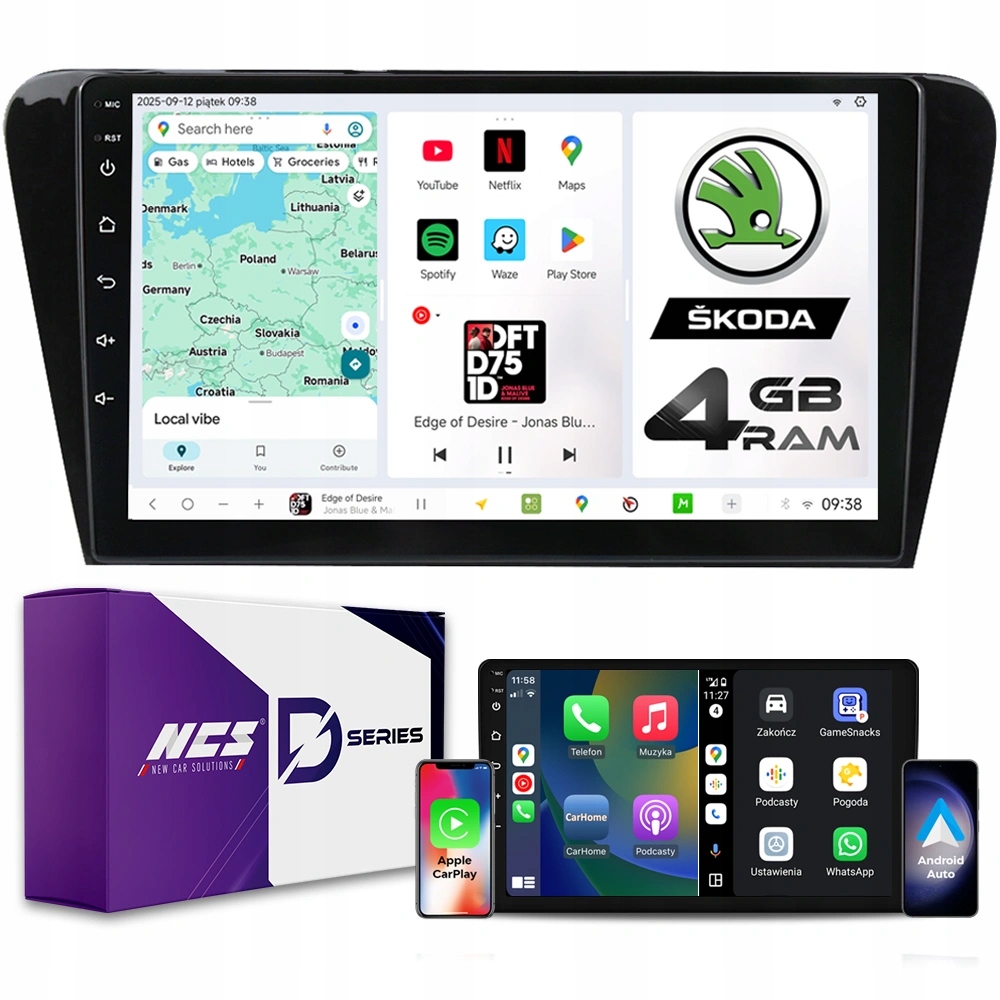Rádio Navigace Ncs D10 Škoda Octavia III 2013-2020 Android 4GB Lte 10″