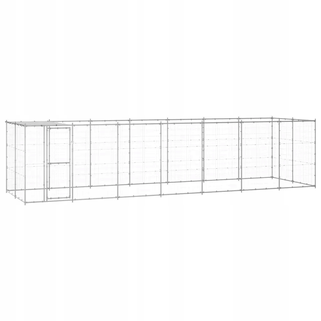 Levně Kotec pro psa s krytem, ocel, 16,94 m²