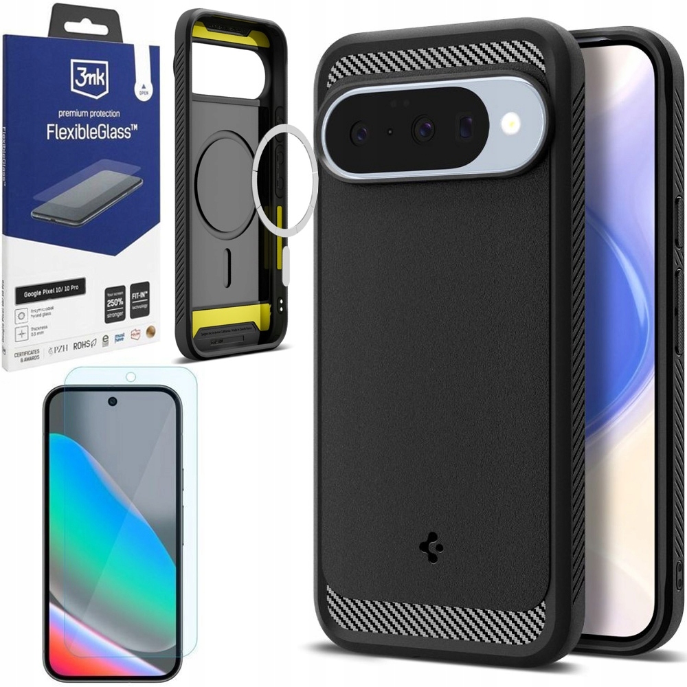 Pouzdro Spigen Rugged PixelSnap Sklo 3mk pro Google Pixel 10 /10 Pro