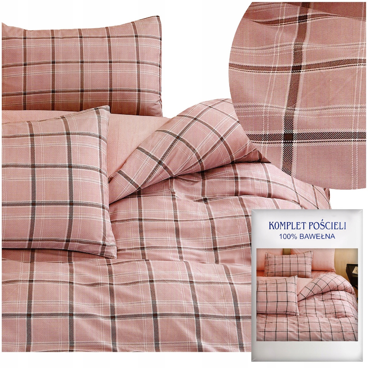 Pościel 160x200 3 części Satyna Bawełniana Aida Komplet 2x Poszewka