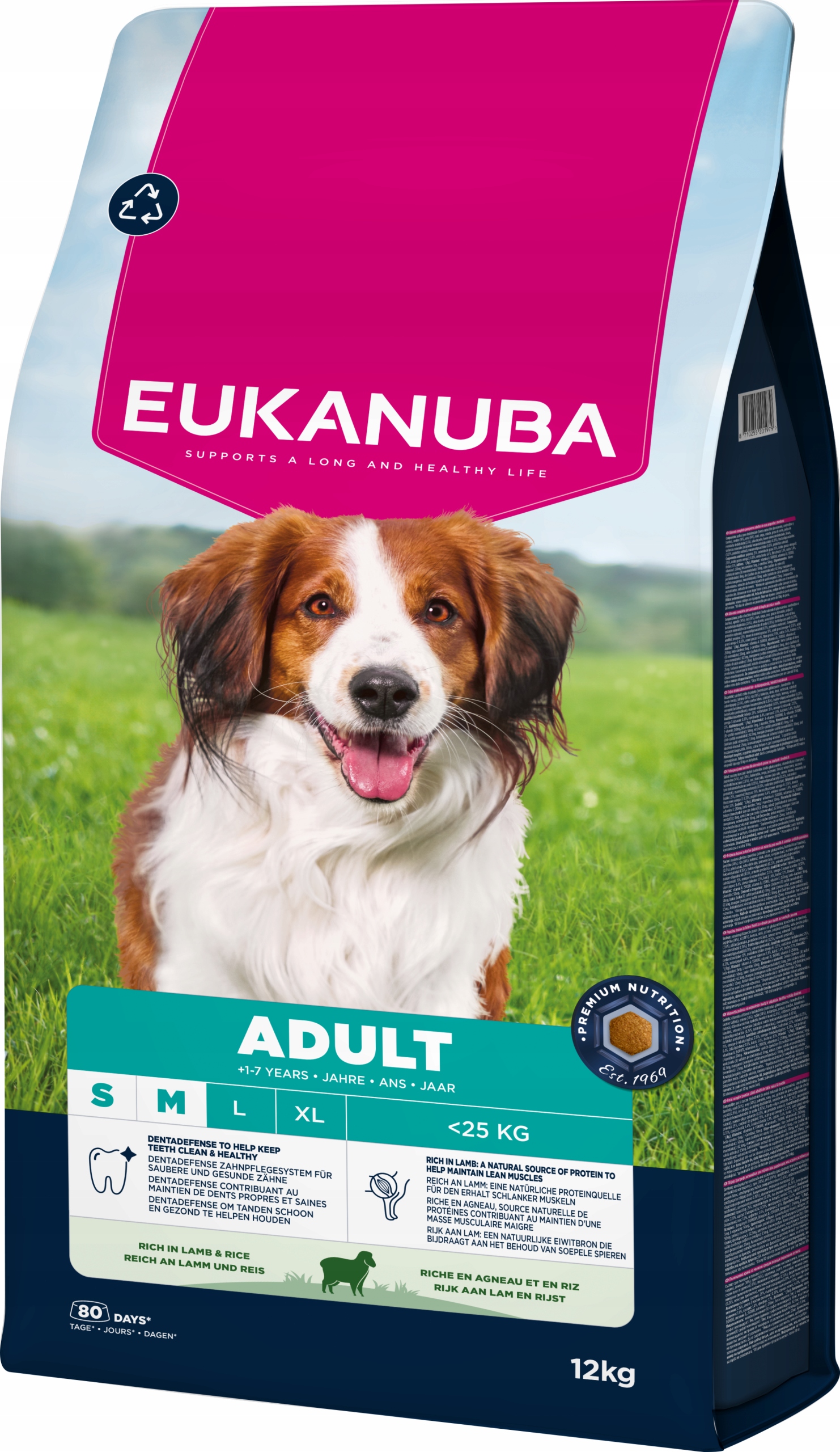 Levně Eukanuba Adult – krmivo pro malé a střední psy, jehněčí a rýže 12 kg